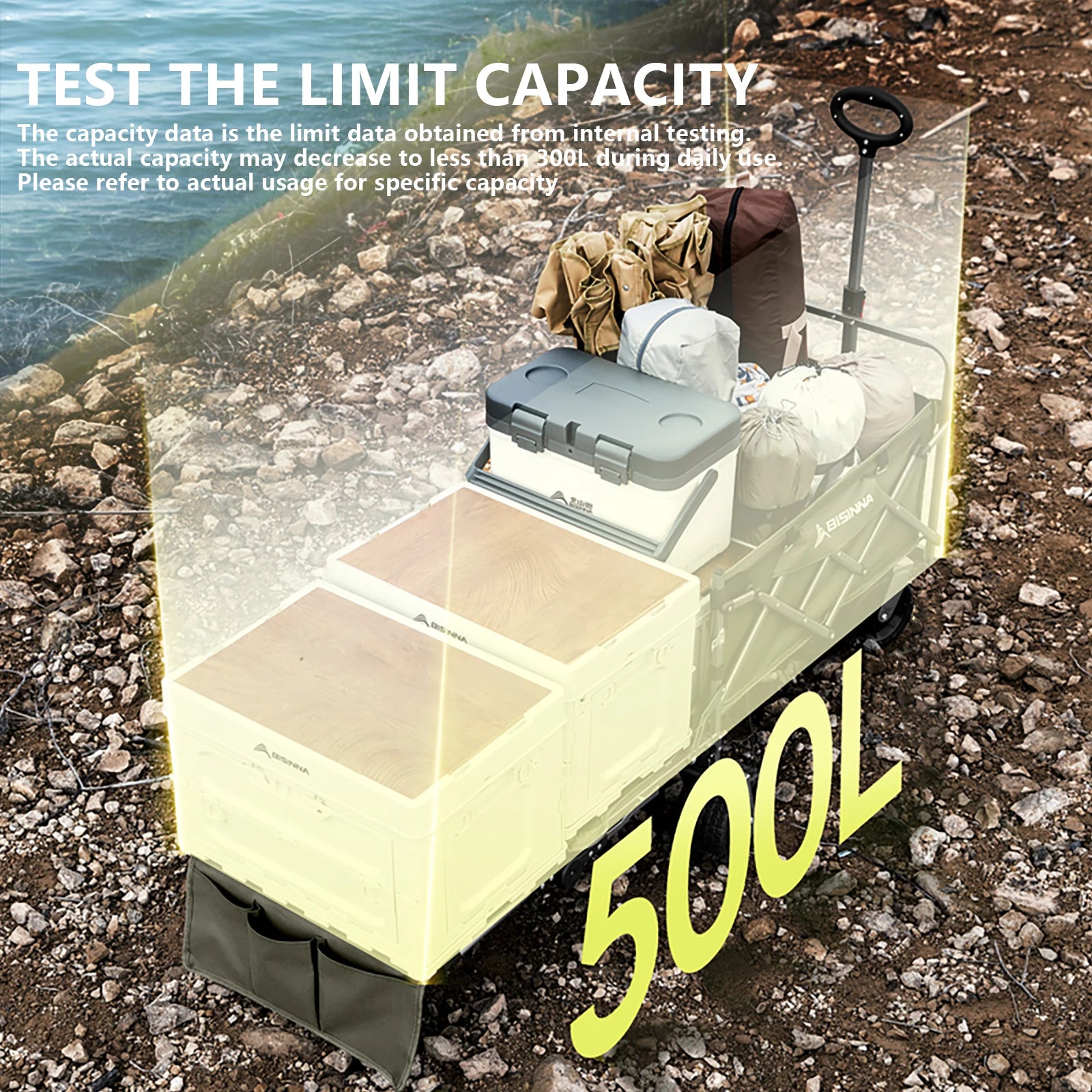 BISINNA Large Capacity Outdoor Folding Cart Portable Multi-functional Carts Beach Travel and Picnic Camping Equipment