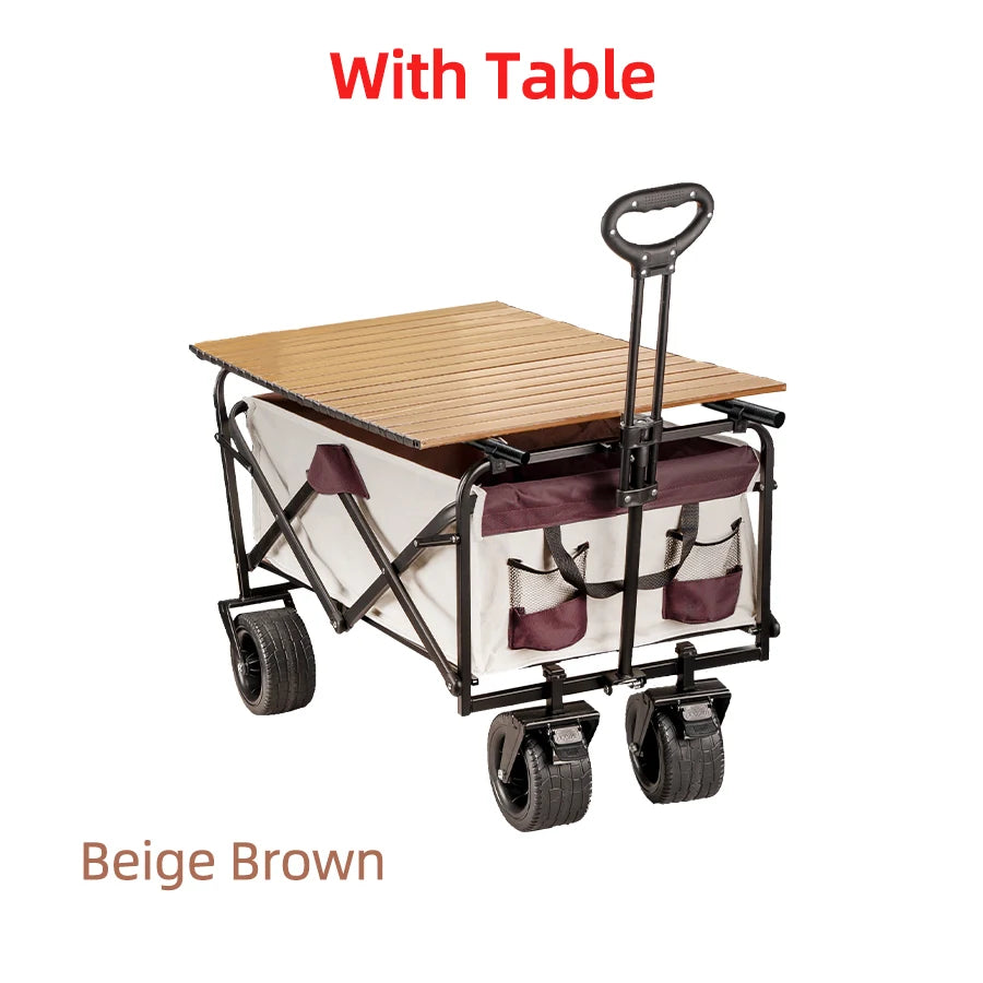 Big Tank Wheels Large Capacity Foldable Cart 500lbs Beach Wagon for Sand Garden Outdoor Picnic Collapse Shopping Trolleys Cart