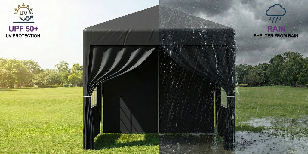 LOEFME Pop up Gazebo 2x2m Outdoor Shelter Commercial Market Stall W/ 4 Side Waterproof Windproof Sun Shelter Garden Camping Tent