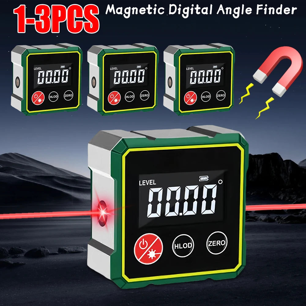 Digital Magnetic Inclinometer Protractor 360° LCD Level Angle Gauge Precision Measuring for Woodworking Table Saw Metalworking ﻿