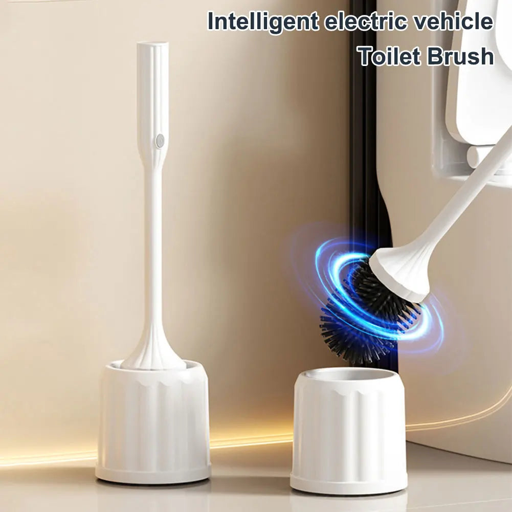 Electric Toilet Cleaner with Long Non-Slip Handle Toilet Brush and Holder Set Toilet Bowl Brush for RV Trailers Small Bathrooms