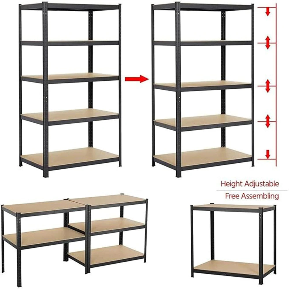 5 Tier Heavy Duty Galvanised Adjustable Shelf Racking Unit Storage Rack 875KG Capacity Metal Shelves Workshop, Shed, Office,Home