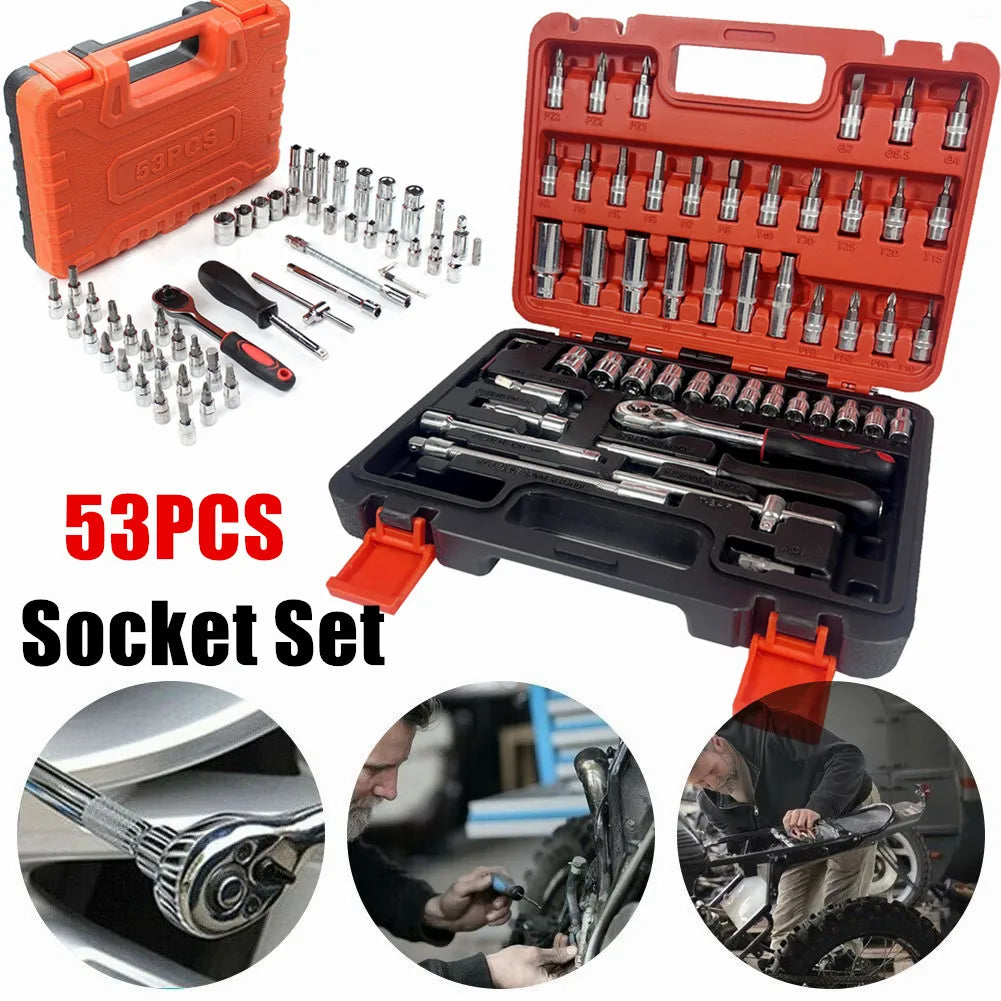 94/172/216X Socket Set 1/4" 1/2" 3/8" Ratchet Screwdriver Ratchet Torque Wrench Metric Extension Bar Auto Repairing Garage Kit