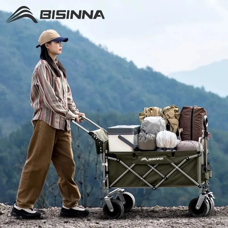 BISINNA Large Capacity Outdoor Folding Cart Portable Multi-functional Carts Beach Travel and Picnic Camping Equipment