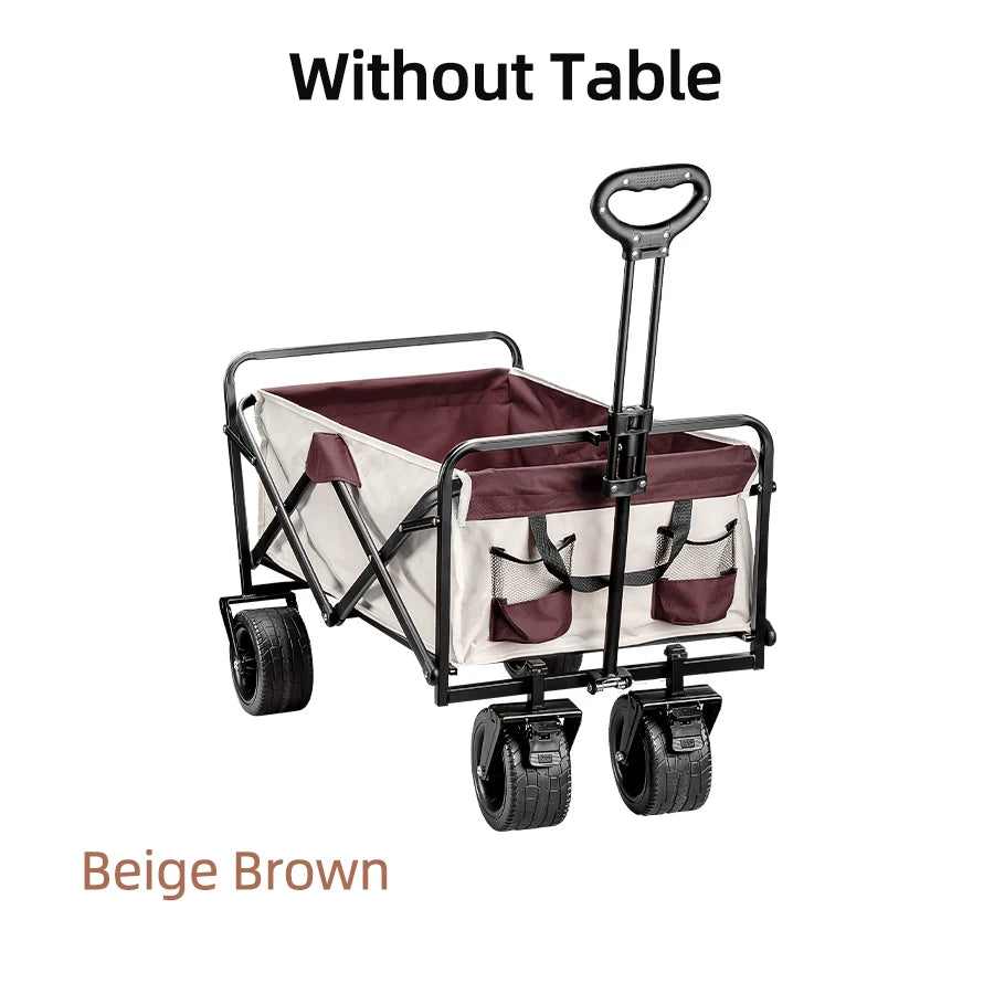 Big Tank Wheels Large Capacity Foldable Cart 500lbs Beach Wagon for Sand Garden Outdoor Picnic Collapse Shopping Trolleys Cart
