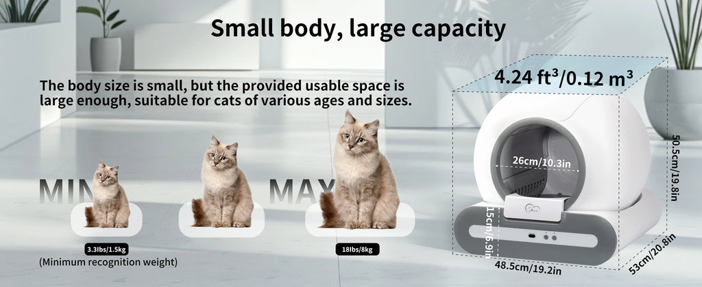DOEL 65L Self-Cleaning Cat Litter Box App Control, ONLY Supports 2.4G WiFi w/Litter Mat&Trash Bags, Fit for Tofu & Mixed Litter