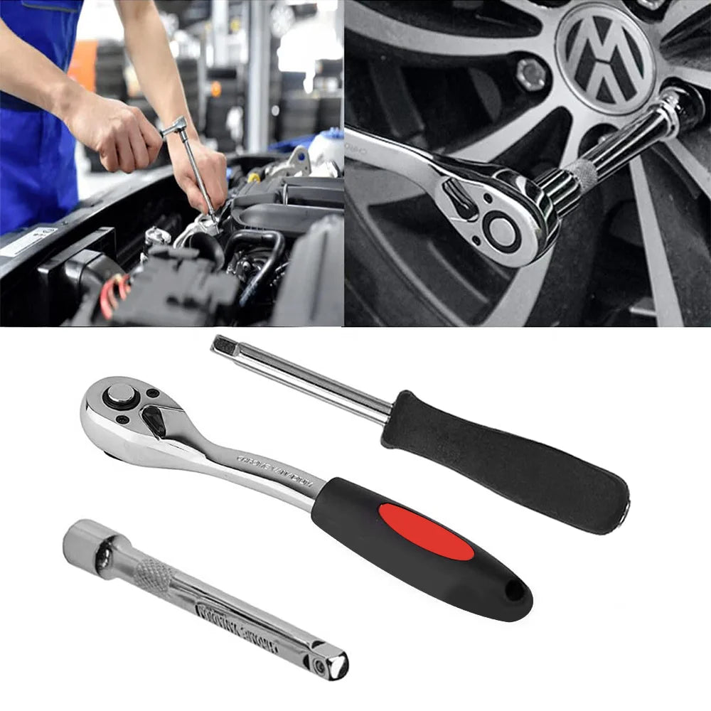 94pcs Ratchet Wrench Set Car Repair Tool 1/4 1/2 Ratchet Torque Wrench Combo Kit with Sockets Metric Bit Hand Tool