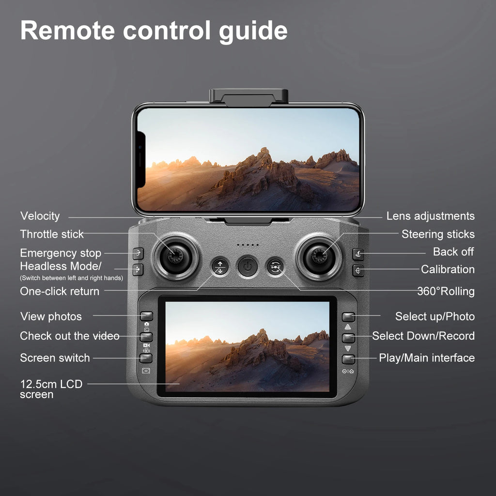 New S156 Quadcopter Aircraft Drone 8K Professional Camera Drone 5G WIFI FPV 4.5 Inch Large Screen Remote Control RC Dron Boy Toy