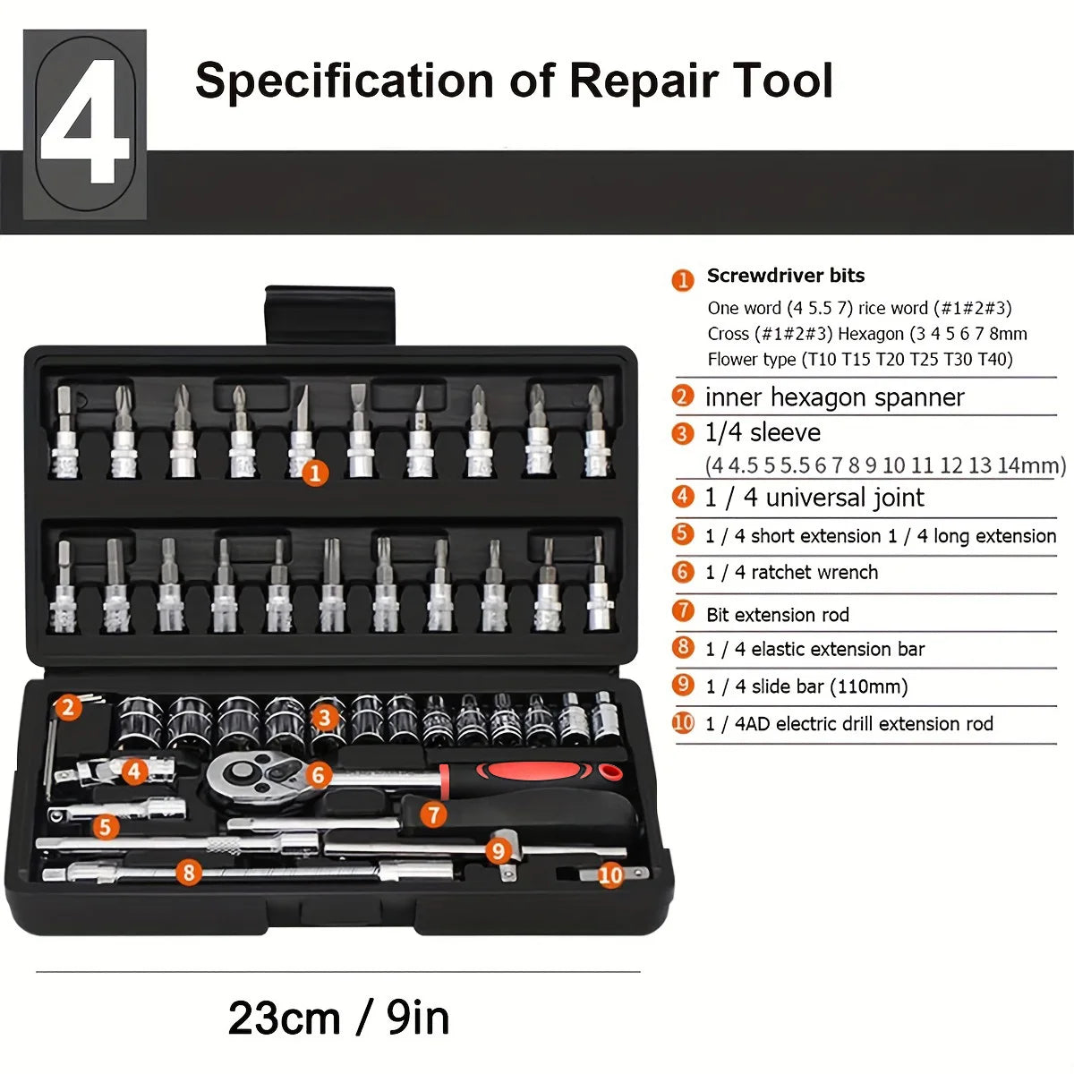 46pcs NEW Car Repair Tool Kit 46/53 Piece/Set Socket Set Car Repair Tool Ratchet Torque Wrench Combo Auto Repairing Tool Set