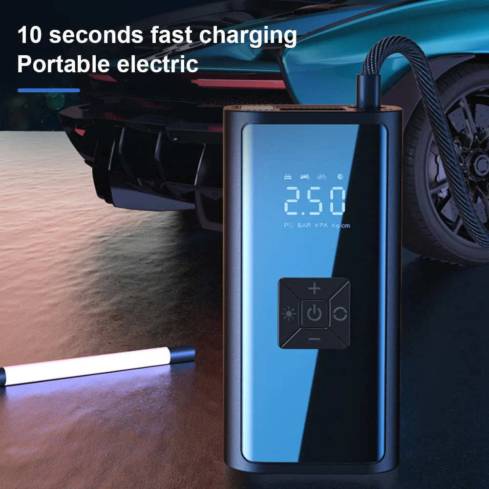 Electric Tire Pump with LED Light Portable Car Inflator Pump LCD Display Car Tire Inflator for Automobile Bicycle Ball