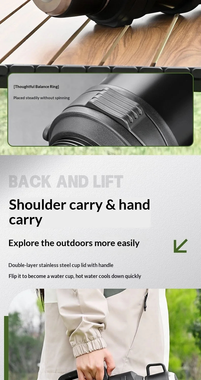 Leak Proof Insulated Travel Bottle 2L Large Capacity 316 Stainless Steel Large Capacity Vacuum Flask with Handle for Outdoor Gym