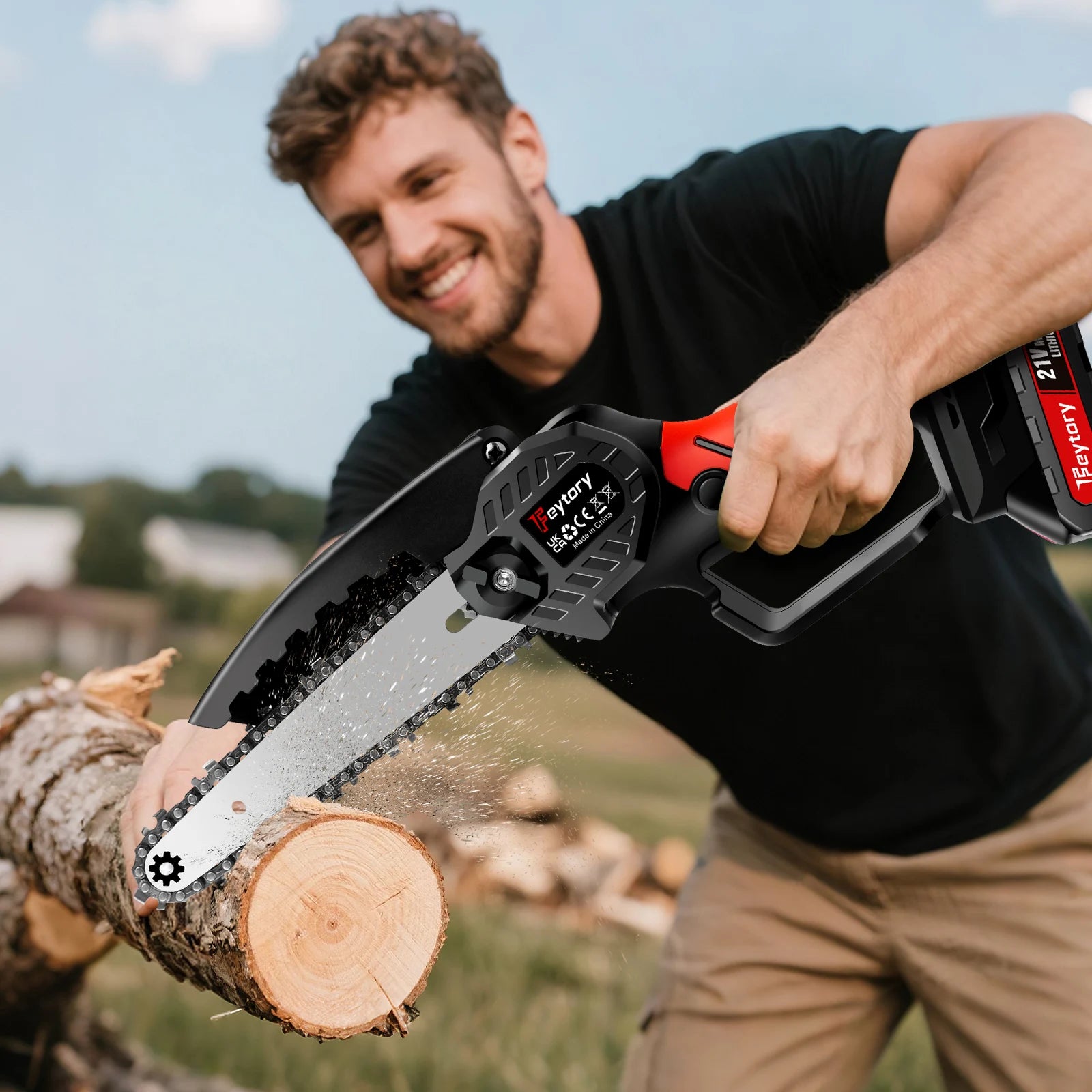 Mini Chainsaw Cordless 6 Inch with 1x1.5Ah Battery,21V Handheld Small Chain Saw for Wood Cutting Tree Trimming Gardening
