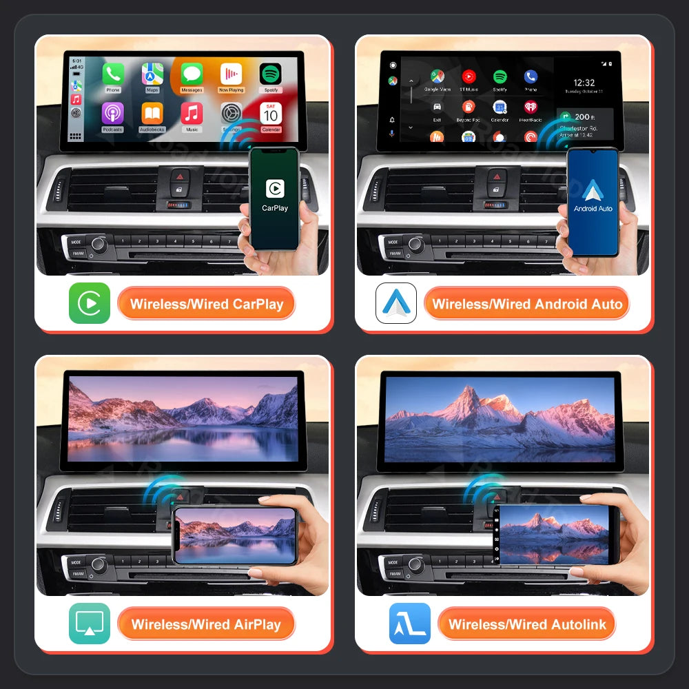 12.3'' Wireless CarPlay Car Multimedia Display Screen For BMW 3 4 Series F30 F31 F32 F33 F34 F36 NBT EVO with Android Auto