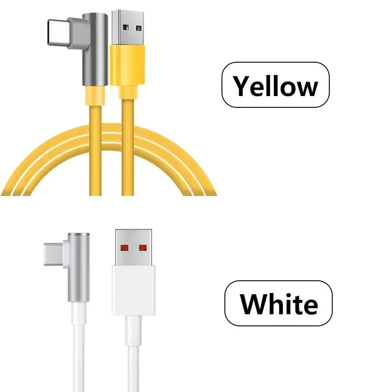 Original Xiaomi 120W 6A USB Super Fast Charger For Mi 12 11 POCO X5 X4 Pro Redmi Note 8 9 10 11 90 Degree Type C Charging Cable