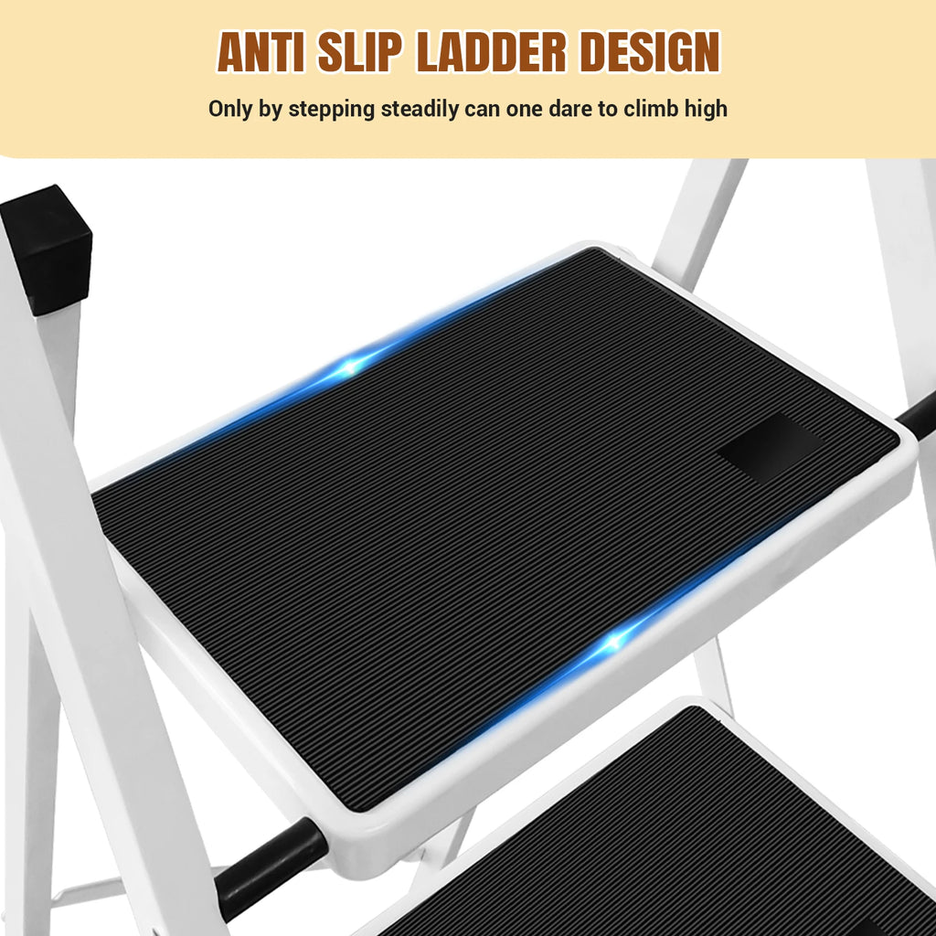 2/3/4-Step Ladder Steel Folding Portable Non-Slip Step Ladder Heavy Duty Multi Purpose for Home 150kg/330lbs Capacity