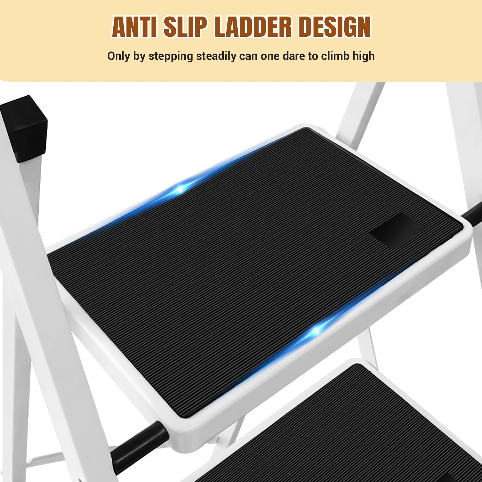 2/3/4-Step Ladder Steel Folding Portable Non-Slip Step Ladder Heavy Duty Multi Purpose for Home 150kg/330lbs Capacity