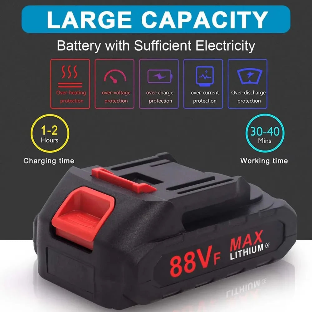 1000Nm 21V Cordless Electric Impact Wrench Drill Gun Ratchet Driver + 2 Battery