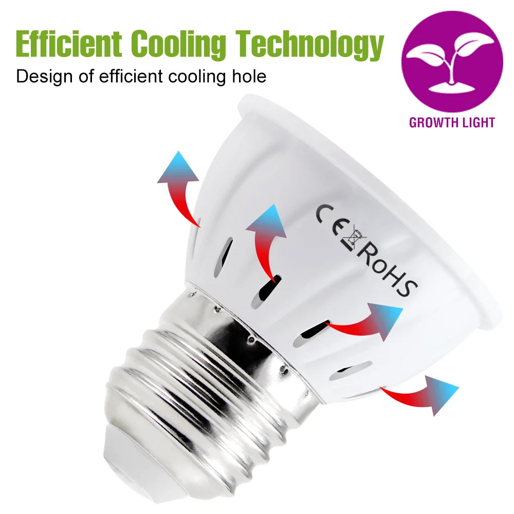 E27 LED Plant Grow Lights GU10 Full Spectrum Indoor Hydroponics Flower Seeds Vegetables Cultivation Lamp E14 MR16 B22 GU5.3 Bulb