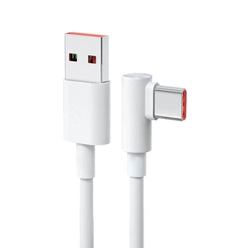 Original Xiaomi 120W 6A USB Super Fast Charger For Mi 12 11 POCO X5 X4 Pro Redmi Note 8 9 10 11 90 Degree Type C Charging Cable
