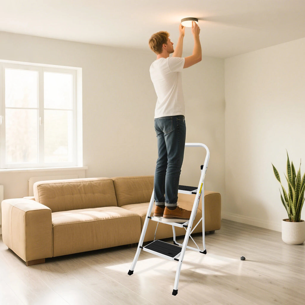 2/3/4-Step Ladder Steel Folding Portable Non-Slip Step Ladder Heavy Duty Multi Purpose for Home 150kg/330lbs Capacity