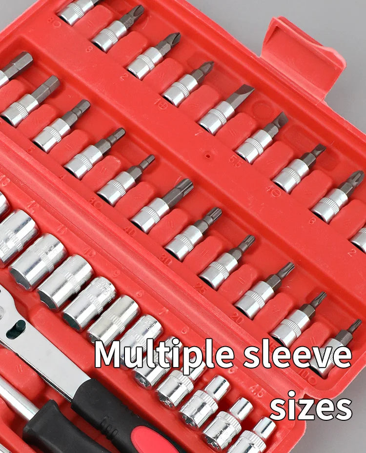 46-Piece Tool Set - General Home Use Craft Toolbox, Motorcycle Car Repair Tool Set, with Plastic Tool Box Storage Box