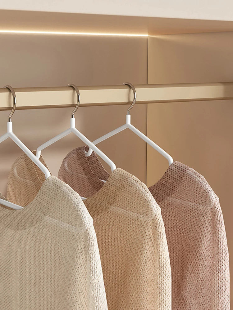 10pcs- Metal Traceless No-slip Clothes Hangers, Durable Strong Clothes Racks, Household Space Saver For Organization Of Bedroom,