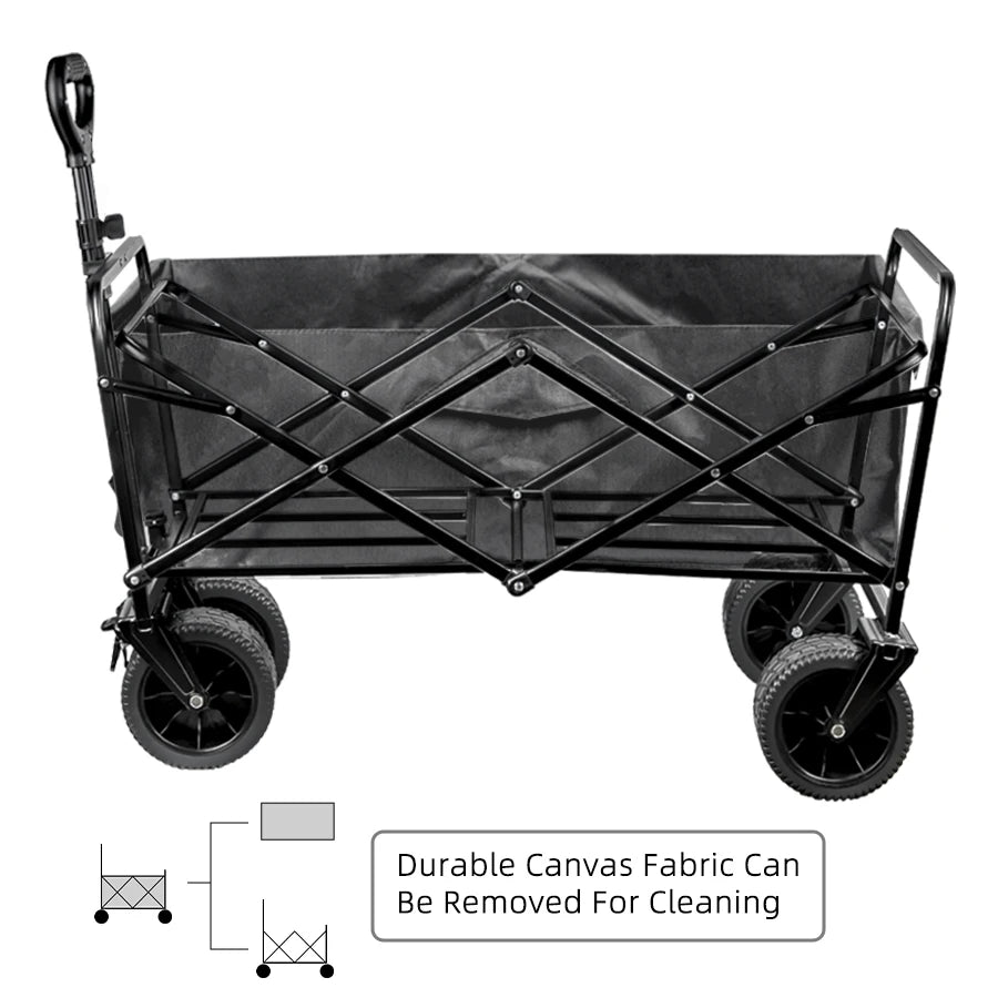 Big Tank Wheels Large Capacity Foldable Cart 500lbs Beach Wagon for Sand Garden Outdoor Picnic Collapse Shopping Trolleys Cart