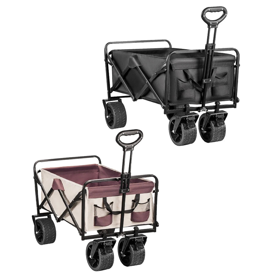 Big Tank Wheels Large Capacity Foldable Cart 500lbs Beach Wagon for Sand Garden Outdoor Picnic Collapse Shopping Trolleys Cart