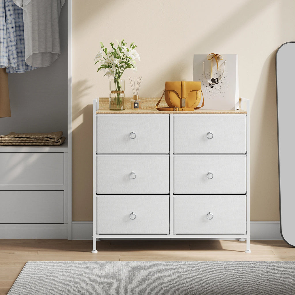 WOLTU Living Room Cabinet Chest of Drawers with 6 Fabric Drawers Storage Sideboard for Bedroom Hallway Home Organizer