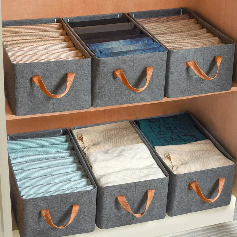 1pc Clothes Storage Basket Oxford Cloth Clothes Hand-held Storage Box Foldable Storage Box with Steel Frame Wardrobe Organizer