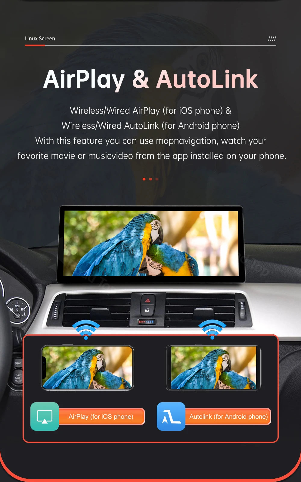 12.3'' Wireless CarPlay Car Multimedia Display Screen For BMW 3 4 Series F30 F31 F32 F33 F34 F36 NBT EVO with Android Auto
