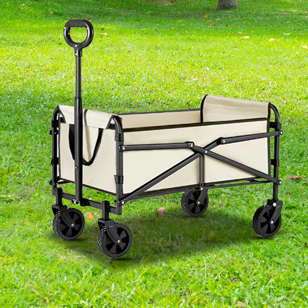 Collapsible Folding Utility Wagon Outdoor Camping Beach Wagon Cart Heavy Duty Large Capacity Fold Wagon Portable Grocery Trolley