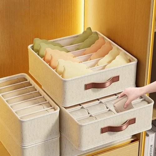 1-5PCSFabric Drawer Organizers for Underwear Socks Bras - Closet Storage Box with Dividers Foldable Wardrobe Shelf Organizer Set