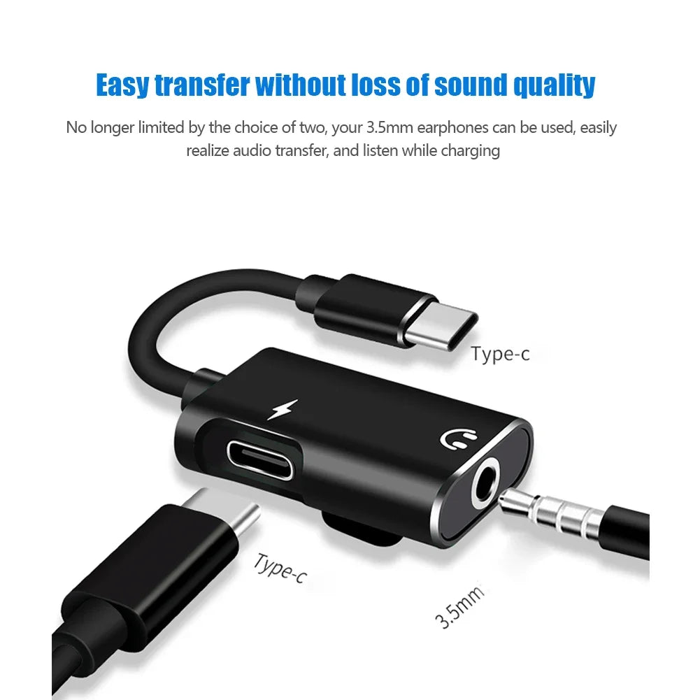 Type C To 3.5mm Jack Adapter For Xiaomi Huawei Type C Audio Splitter Headphone 3.5 Adapter Charger Usb-C Not For iPhone Samsung