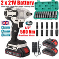1000Nm 21V Cordless Electric Impact Wrench Drill Gun Ratchet Driver + 2 Battery