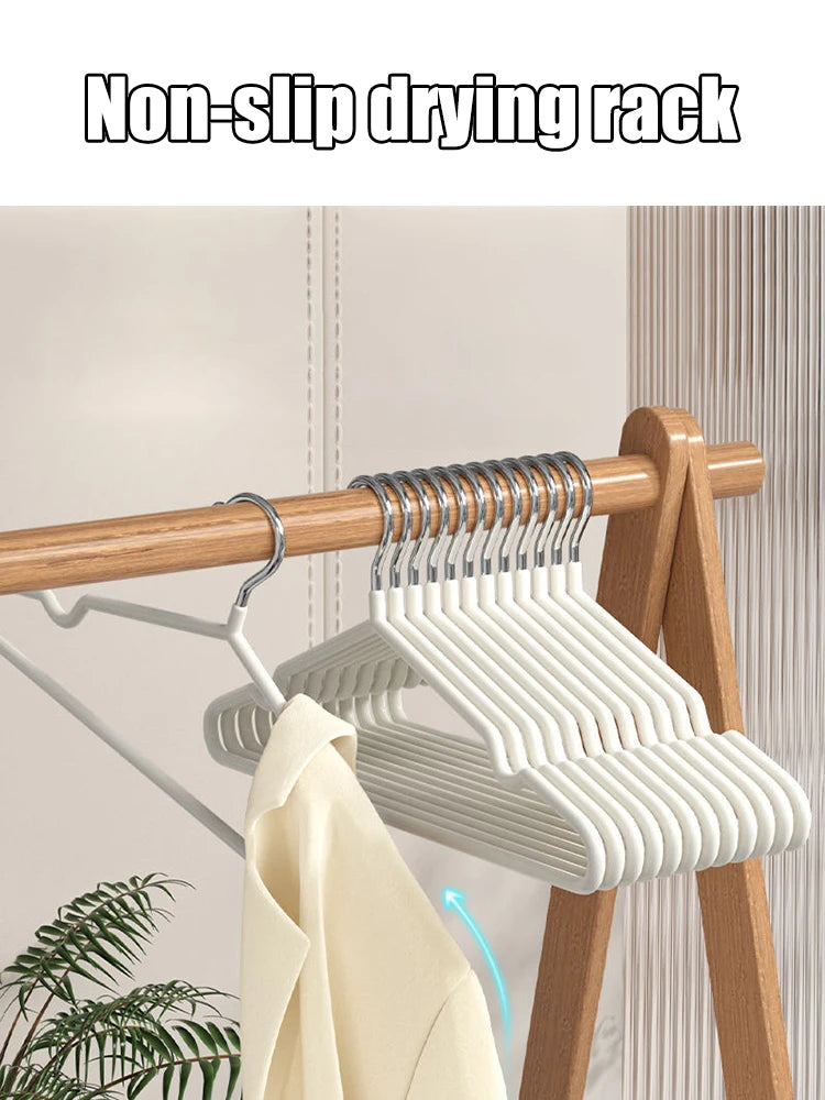 10pcs- Metal Traceless No-slip Clothes Hangers, Durable Strong Clothes Racks, Household Space Saver For Organization Of Bedroom,