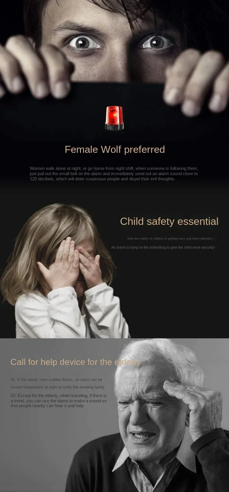 130db Self Defense Alarm Anti-wolf Girl Child Women Security Protect Alert Personal Safety Scream Loud Emergency Alarm Keychain