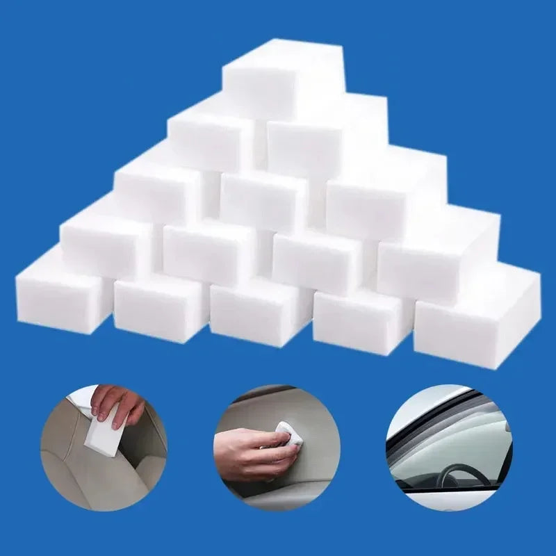 100Pcs Magic Sponge Cleaner Melamine Foam Scrubber Scouring Pad for Kitchen Bathroom Stain Remover Household Cleaning Tools