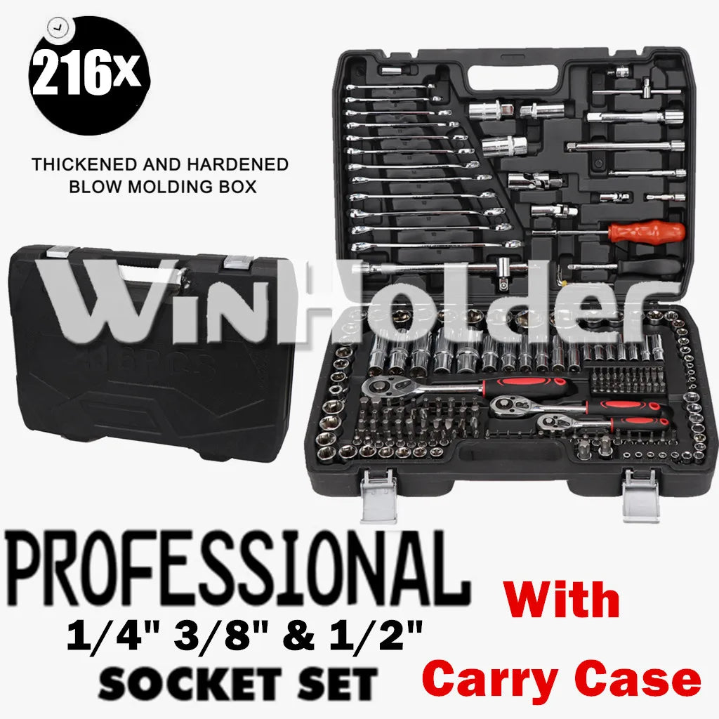 94/172/216X Socket Set 1/4" 1/2" 3/8" Ratchet Screwdriver Ratchet Torque Wrench Metric Extension Bar Auto Repairing Garage Kit