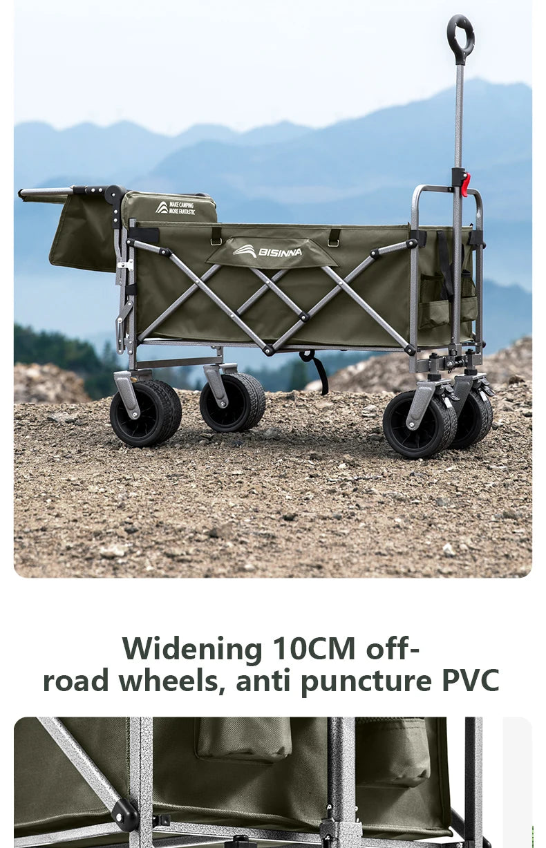 BISINNA Large Capacity Outdoor Folding Cart Portable Multi-functional Carts Beach Travel and Picnic Camping Equipment