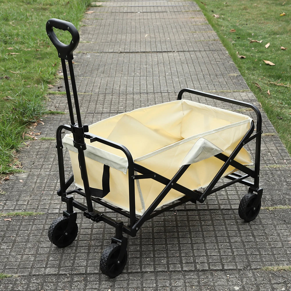 Collapsible Folding Utility Wagon Outdoor Camping Beach Wagon Cart Heavy Duty Large Capacity Fold Wagon Portable Grocery Trolley
