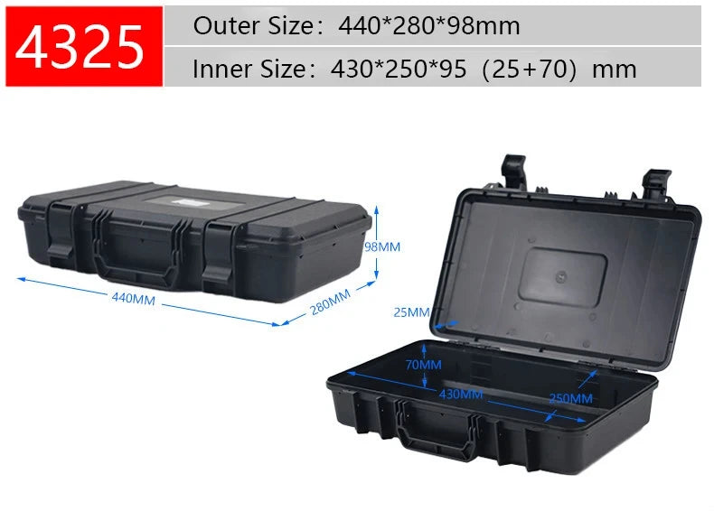 Waterproof Protective Tool Box Hard Carry Tool Case Bag Storage Box Equipment Instrument Toolbox Organizer Outdoor Suitcase