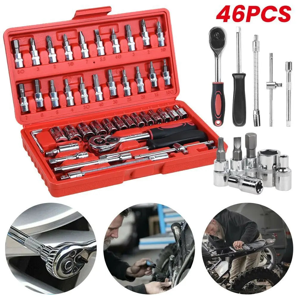 94/172/216X Socket Set 1/4" 1/2" 3/8" Ratchet Screwdriver Ratchet Torque Wrench Metric Extension Bar Auto Repairing Garage Kit