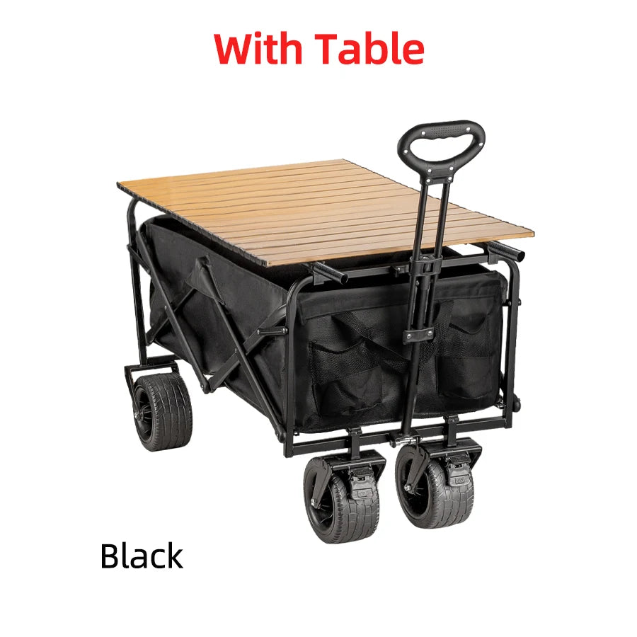 Big Tank Wheels Large Capacity Foldable Cart 500lbs Beach Wagon for Sand Garden Outdoor Picnic Collapse Shopping Trolleys Cart