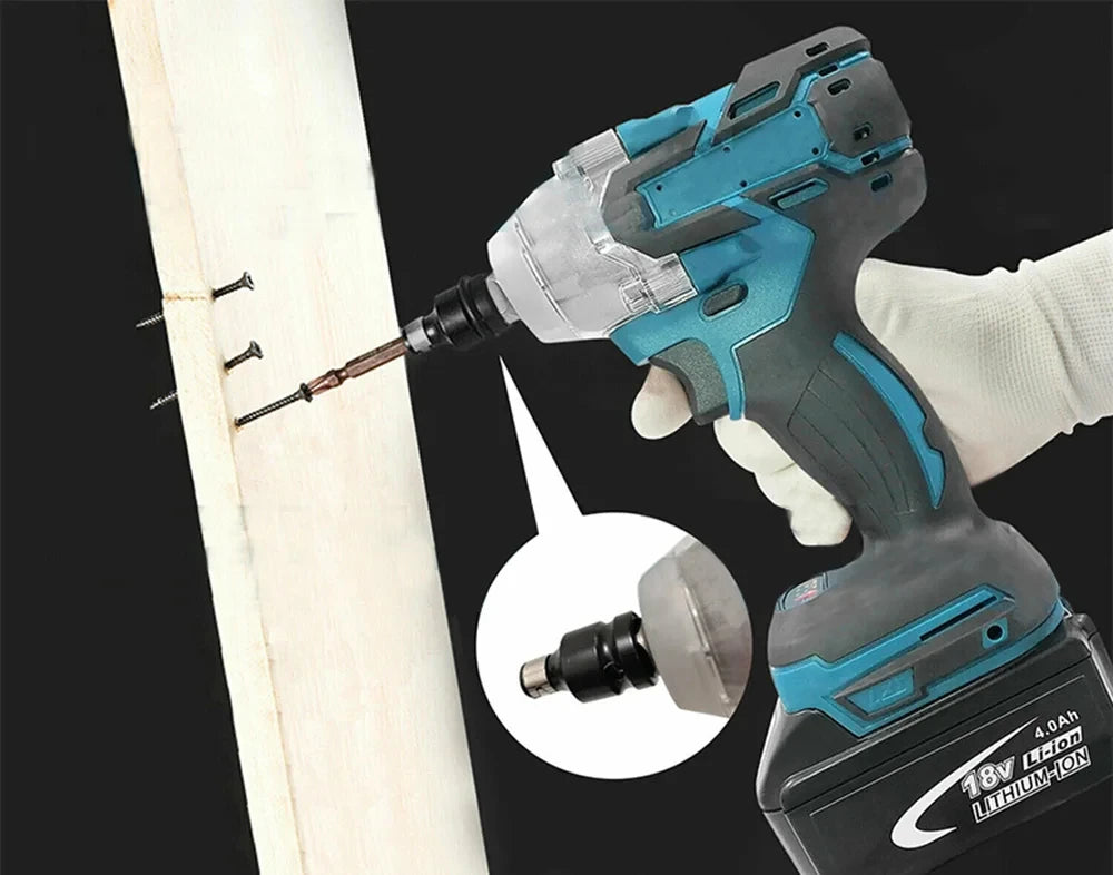 1/2 inch 520NM Brushless Cordless Electric Impact Wrench Power Tools Compatible 18V Battery Wrench with Toolbox Set