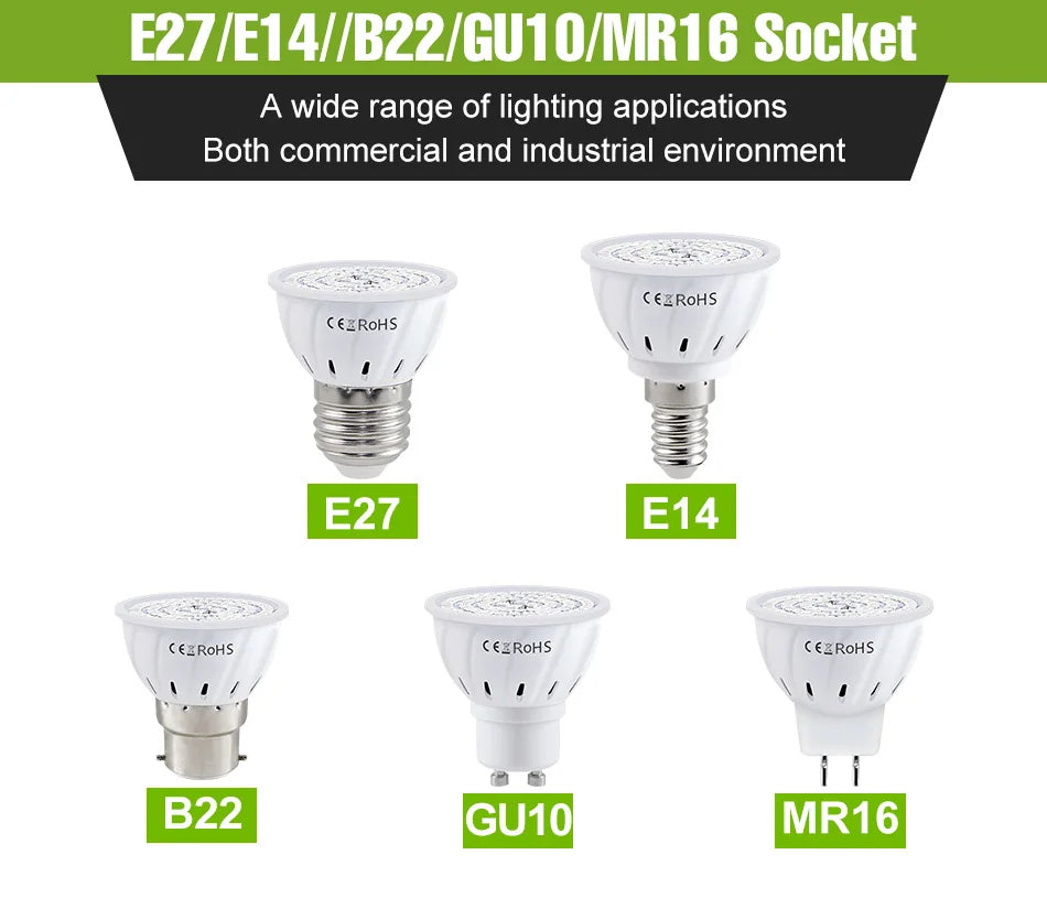 E27 LED Plant Grow Lights GU10 Full Spectrum Indoor Hydroponics Flower Seeds Vegetables Cultivation Lamp E14 MR16 B22 GU5.3 Bulb