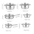 Velaze Kitchen Cookware Set 12 PCS Set Stainless Steel Cooking Pot&Pan Sets, Induction Safe, Saucepan, Casserole,with Glass lid