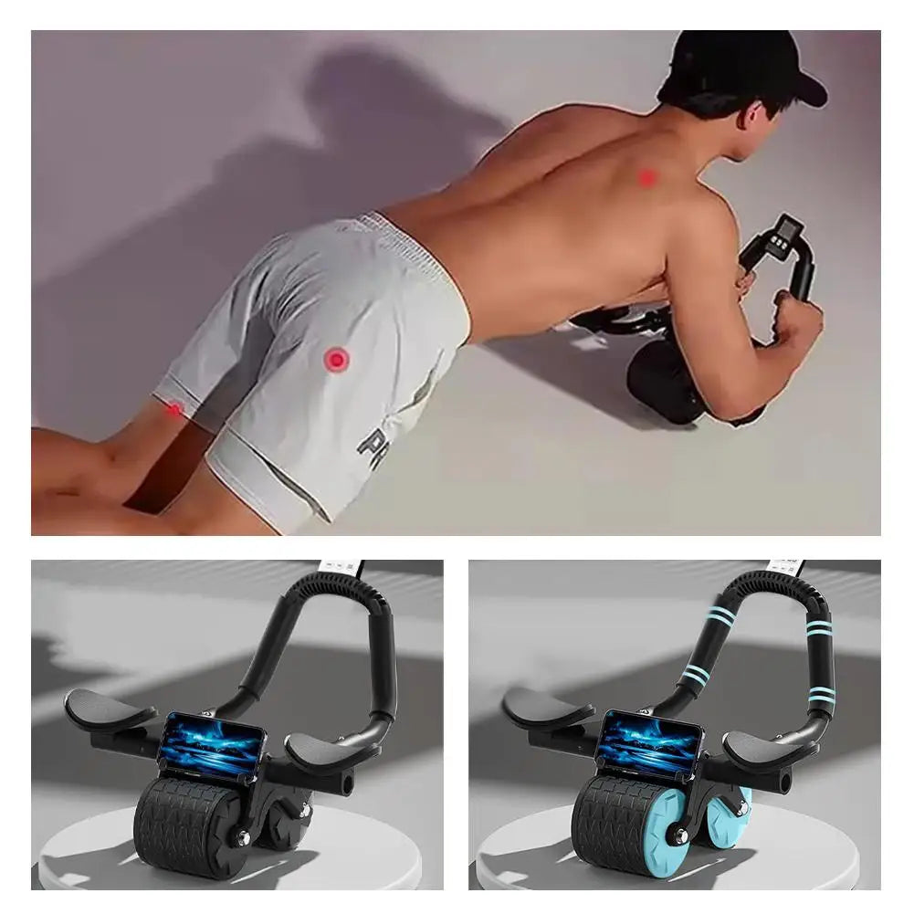 Elbow Supported Automatic Rebound Abdominal Tire Counting Display Screen AB Roller Wheel Training Equipment