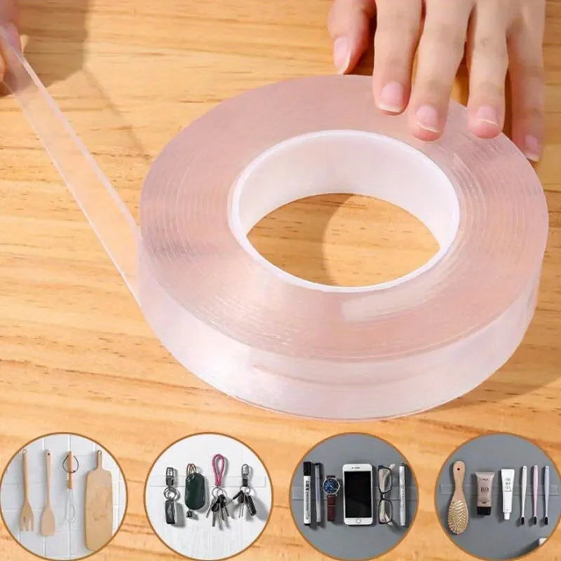 "Versatile Reusable Double-Sided Waterproof Adhesive Tape - Perfect for Kitchen and Bathroom Supplies"