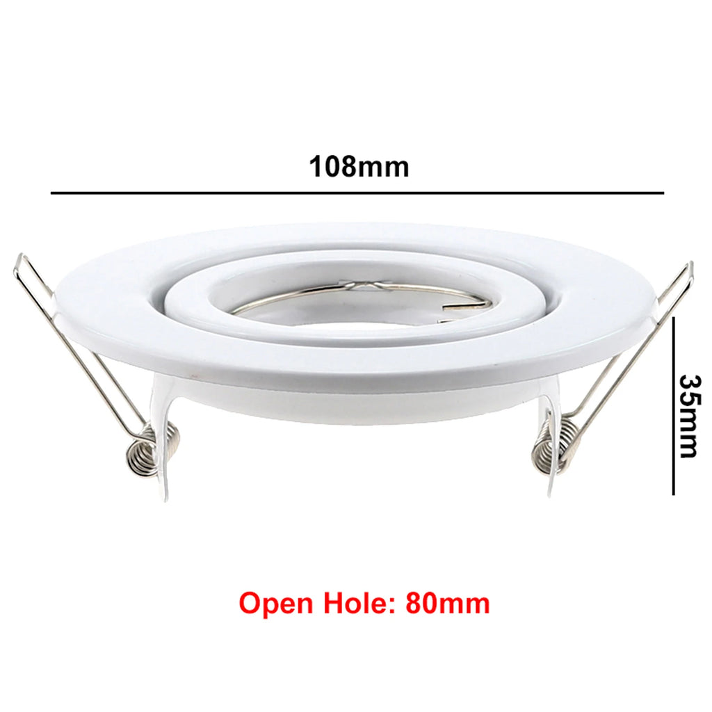 Metal Round GU10 MR16 GU5,3 Recessed Downlight LED Fitting Ceiling Spot Lights Frame Suit Dia100mm Bulbs Lamp Socket Holder